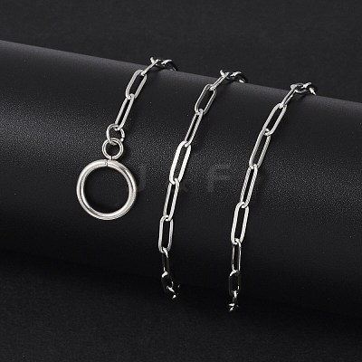 Non-Tarnish Unisex 304 Stainless Steel Paperclip Chain Necklaces NJEW-H215-04P-1