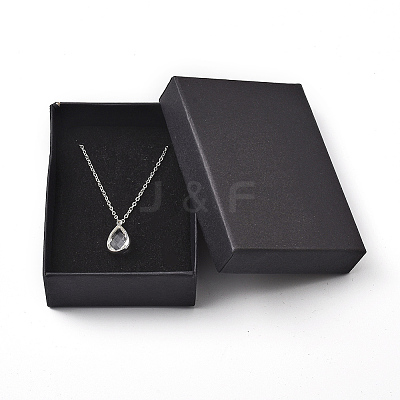 Clear Glass Pendant Necklaces NJEW-JN02611-01-1