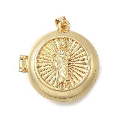 Brass Locket Pendants KK-D431-030B-G-1