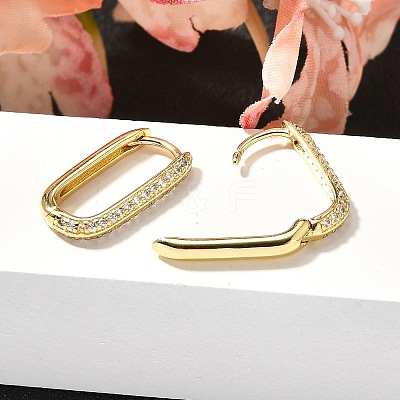 Oval Brass Micro Pave Clear Cubic Zirconia Stud Earrings EJEW-C126-11G-1