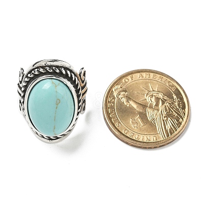 Synthetic Turquoise Adjustable Rings RJEW-I108-01AS-08-1