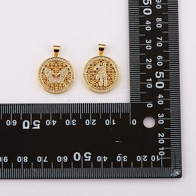 Plating Brass Micro Pave Clear Cubic Zirconia Pendant KK-SZ0001-91A-1