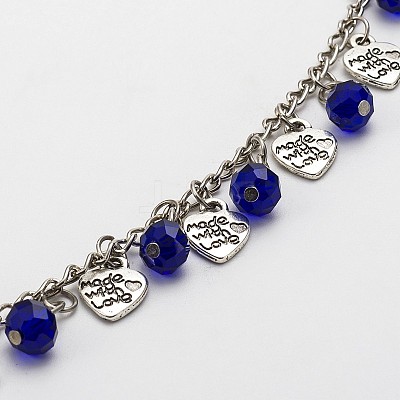 Handmade Faceted Rondelle Glass Beads Chains for Necklaces Bracelets Making AJEW-JB00088-03-1
