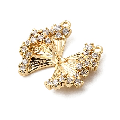 Brass Pave Clear Cubic Zirconia Pendants KK-G553-05G-1