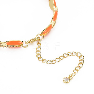 Brass Micro Pave Cubic Zirconia Link Chain Bracelet for Women BJEW-T020-05G-03-1