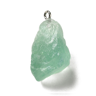 Raw Rough Natural Green Fluorite Pendants G-A028-01C-1