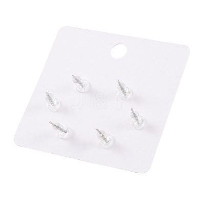 6 Pcs Brass Micro Pave Clear Cubic Zirconia Ear Studs EJEW-S218-01P-05-1