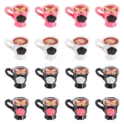 16Pcs 4 Colors Resin Coffee Model Ornaments AJEW-TA0002-79-1
