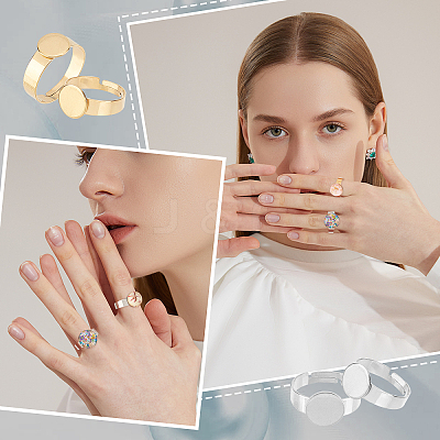 18Pcs 6 Style 304 Stainless Steel Adjustable Finger Rings Components STAS-UN0032-77-1