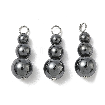 Synthetic Non-magnetic Hematite Round Beaded Pendants PALLOY-JF02867-05-1