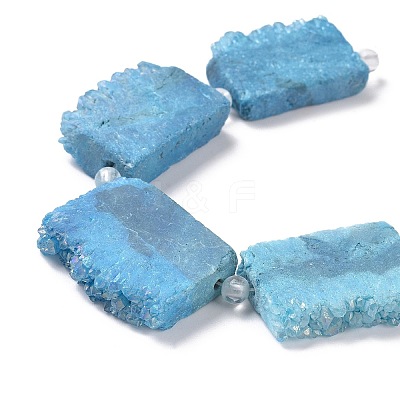 Electroplated Natural Druzy Crystal Beads Strands G-N0257-05-1