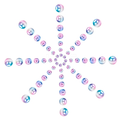 420Pcs 7 Style Rainbow ABS Plastic Imitation Pearl Beads OACR-YW0001-06-1