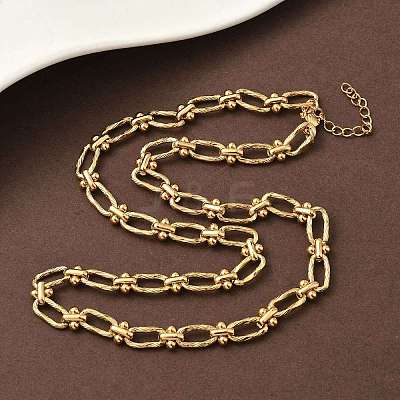Ion Plating(IP) 304 Stainless Steel Oval Links Necklace for Women NJEW-B107-07G-01-1