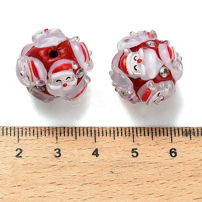 Christmas Theme Polymer Clay Rhinestone Beads with Resin RESI-Z045-01C-1