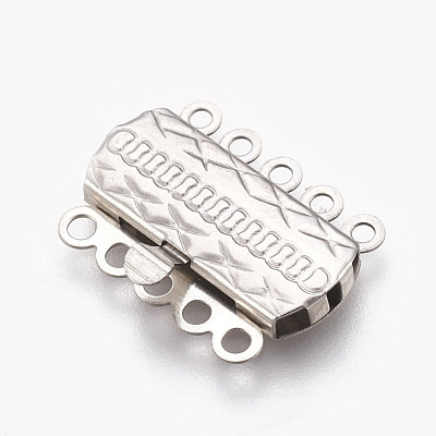 Tarnish Resistant 201 Stainless Steel Multi-Strand Box Clasps STAS-E441-01P-1