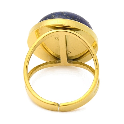Round Natural Lapis Lazuli Finger Rings RJEW-Q822-54G-02-1
