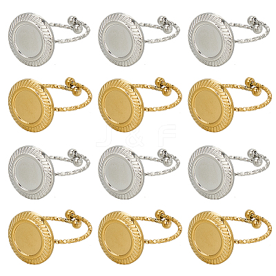 12Pcs 2 Colors 304 Stainless Steel Open Cuff Ring Component STAS-SC0007-88-1