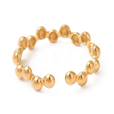 Ion Plating(IP) 304 Stainless Steel Oval Wrap Open Cuff Ring for Women RJEW-E063-15G-02-1