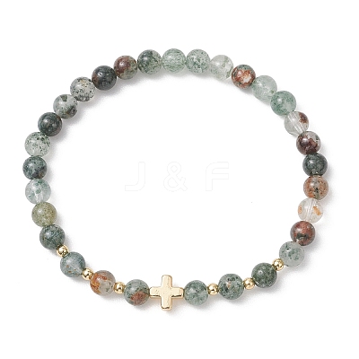 Natural Lodolite Quartz Beads Stretch Bracelets BJEW-JB13213-1