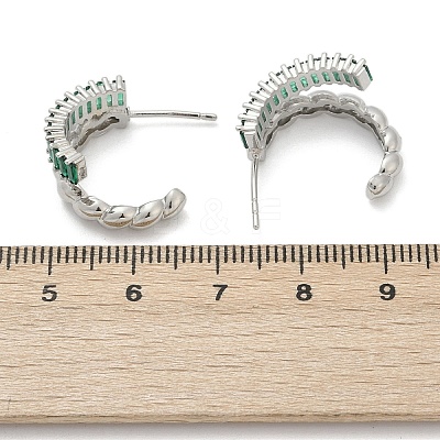 Twist Brass Micro Pave Cubic Zirconia Stud Earrings EJEW-M082-16P-01-1