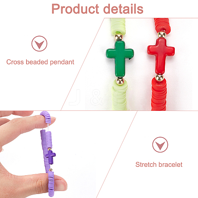 16Pcs 16 Style Polymer Clay Heishi Surfer Stretch Bracelets Set BJEW-AN0001-65-1