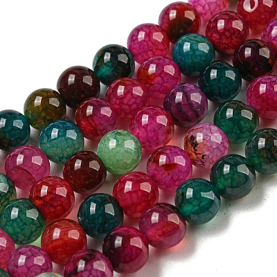 Dyed Natural Agate Beads Strands G-R262-8mm-1-1