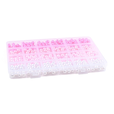 100Pcs 4 Colors Spray Painted ABS Plastic Imitation Pearl Beads OACR-FS0002-09A-1