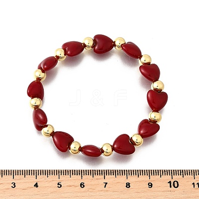 Valentine's Day ABS Imitation Pearl Beads Stretch Bracelets for Women BJEW-D317-08B-G-1