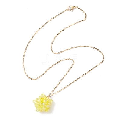 Handmade Glass Seed Beaded Star Pendant 304 Stainless Steel Cable Chain Necklaces for Women NJEW-MZ00118-03-1