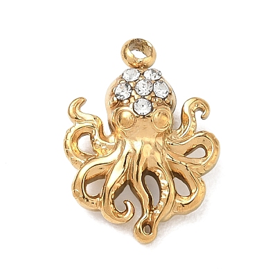 304 Stainless Steel Rhinestone Pendants SA-CBAAE04-05C-G-1