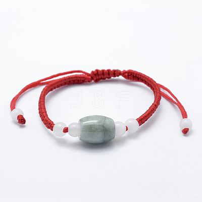 Natural Myanmar Jade/Burmese Jade Braided Bead Bracelets BJEW-F307-02-1