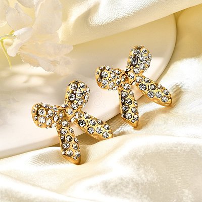304 Stainless Steel Bowknot Stud Earrings EJEW-A123-02B-G-1