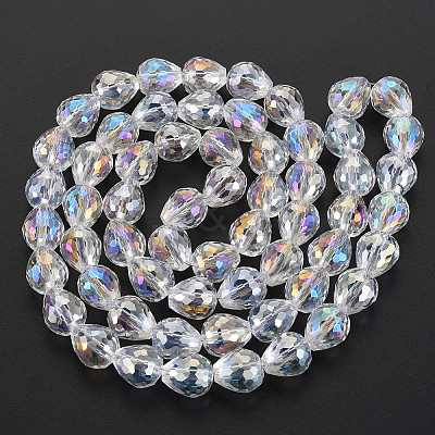 Electroplate Transparent Glass Beads Strands EGLA-T008-024-C01-1