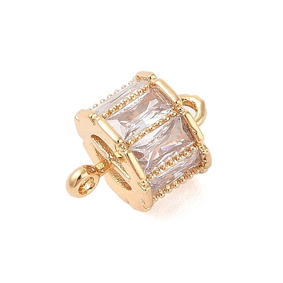 Brass Connector Charms with Clear Glass KK-B100-023G-1