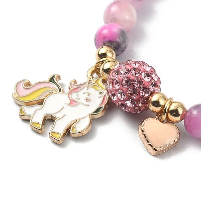 Alloy Enamel Unicorn Charm Bracelet BJEW-JB09599-1