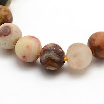 Frosted Natural Crazy Lace Agate Round Bead Strands G-M063-8mm-02-1