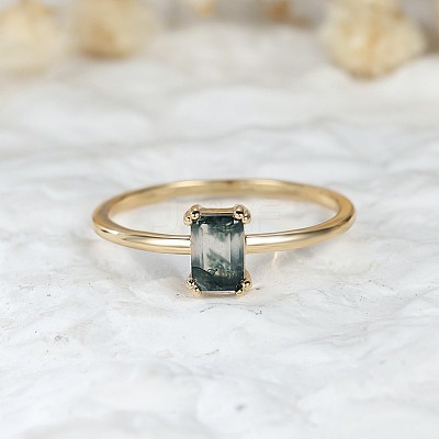 Brass and Moss Agate Finger Rings for Women FS-WGD1EDF-06-1