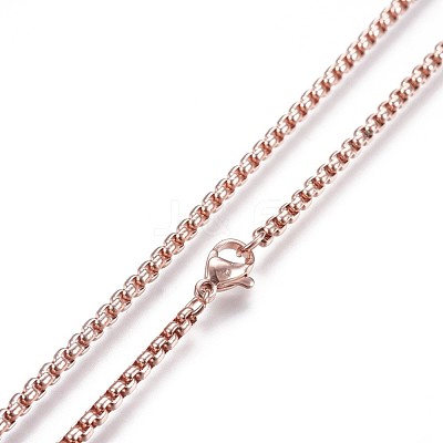 304 Stainless Steel Box Chain Necklaces NJEW-P244-01RG-1