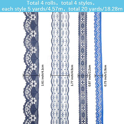 4 Styles Polyester Lace Trim OCOR-GF0005-25A-1
