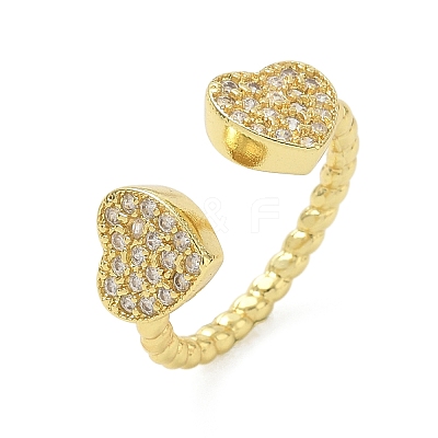 Brass Micro Pave Cubic Zirconia Cuff Open Rings RJEW-C163-03B-G-1