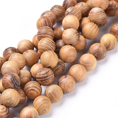 Natural Wood Beads Strands X-WOOD-F008-05-C-1