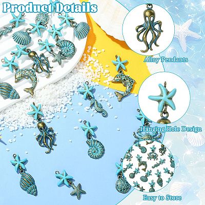18Pcs 9 Style Alloy Pendants PALLOY-CJ00182-1