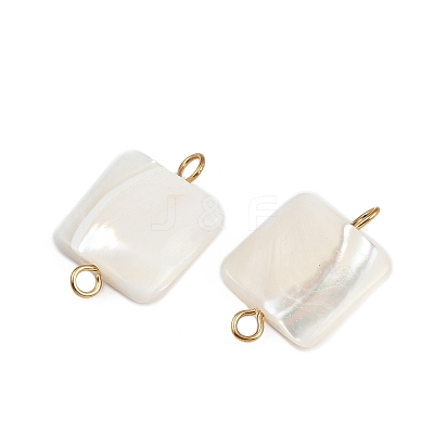 Natural Shell Square Connector Charms STAS-D378-27G-1