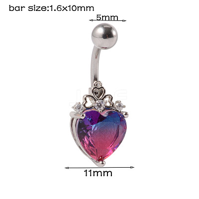 304 Stainless Steel & Bloodstone & Cubic Zirconia Belly Rings WGF3178-01-1