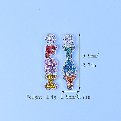 Word Friyay Acrylic Dangle Stud Earrings FS-WG01C29-05-1