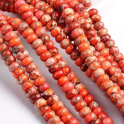 Dyed Natural Imperial Jasper Rondelle Beads Strands G-M275-02-4mm-1