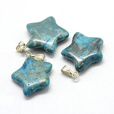 Star Dyed Natural Gemstone Pendants G-Q367-10-1