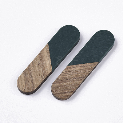 Resin & Walnut Wood Cabochons RESI-Q210-014A-A01-1