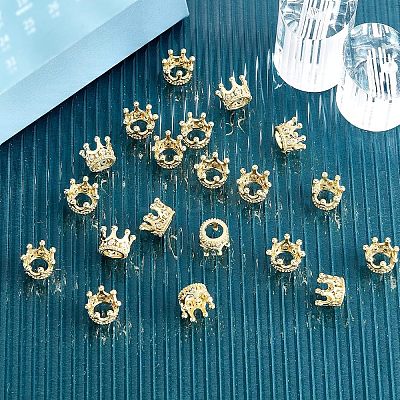20Pcs Brass Micro Pave Clear Cubic Zirconia European Beads FIND-FH0004-04-1
