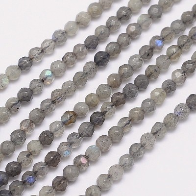 Faceted Round Natural Labradorite Bead Strands X-G-I156-03-4mm-1